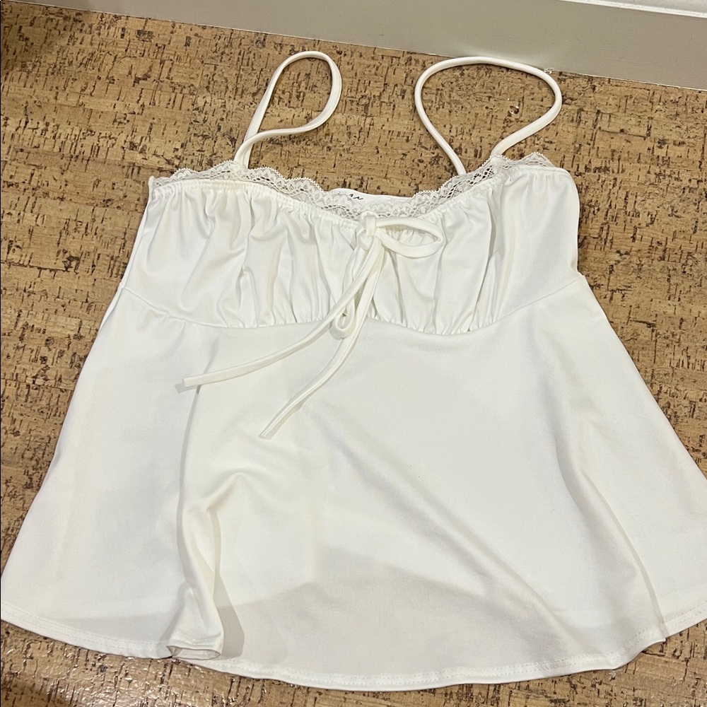 Gaze White Cami with Lace Detail